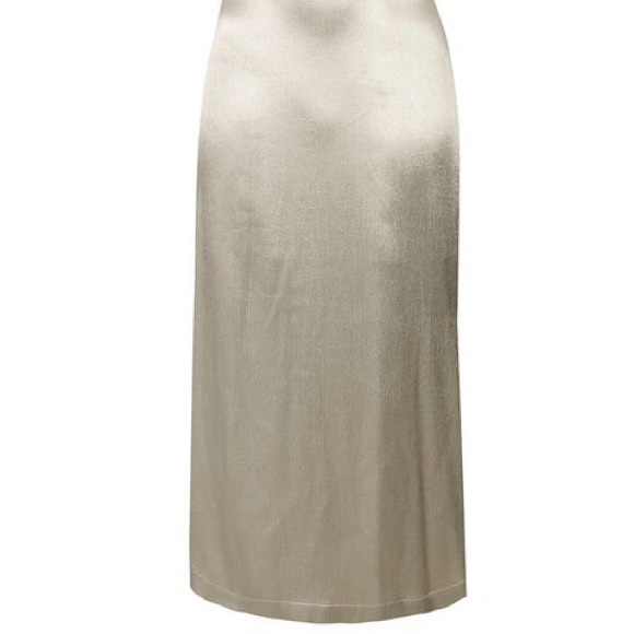 Topshop Gold Satin Midi Dress cutout petite NWOT - Picture 6 of 8